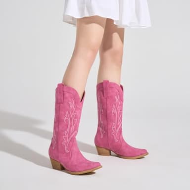 HISEA Rollda Cowboy Boots for Women, Cowgirl Boots, Comfortable Western Boots with Pointed Toe Stitched Embroidery for Country Concert Dancing Wedding Traveling Daily Outfits - Image 4