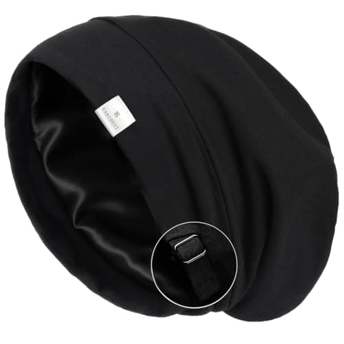 YANIBEST Silk Satin Bonnet Hair Wrap for Sleeping - Adjustable Stay on Silk Lined Slouchy Beanie Hat for Curly Hair and Braids - Image 1