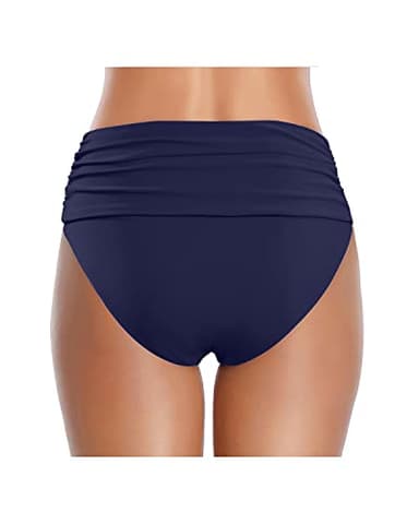 Tempt Me Women's Navy Blue High Waisted Bikini Bottom Tummy Control Ruched Bathing Suit Plus Size Swim Bottom XXL - Image 2
