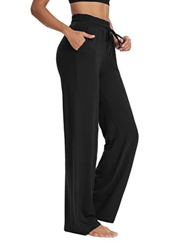 Sarin Mathews Womens Yoga Sweatpants Wide Leg Lounge Pajamas Pants Comfy Drawstring Workout Joggers Pants with Pockets Black XL - Image 1