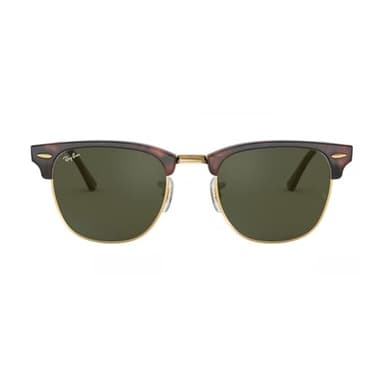 Ray-Ban RB3016 Clubmaster Square Sunglasses, Mock Havana on Gold/G-15 Green, 55 mm - Image 3
