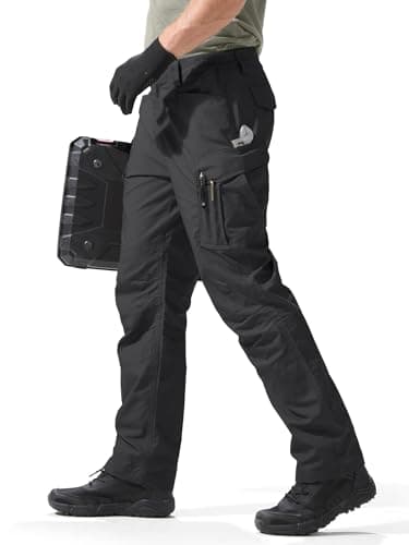FREE SOLDIER Mens Cargo Pants Lightweight Work Pants for Men Water Resistant Tactical Pants with Pockets for Hiking Outdoor Black 38W/30L - Image 2