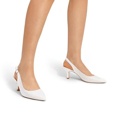 DREAM PAIRS Women's Kitten Heel Slingback Pointed Closed Toe Low Stiletto Heels Dress Bridal Elegant Wedding Pumps Shoes,Size 9.5,White-Pu,SDPU2444W - Image 6
