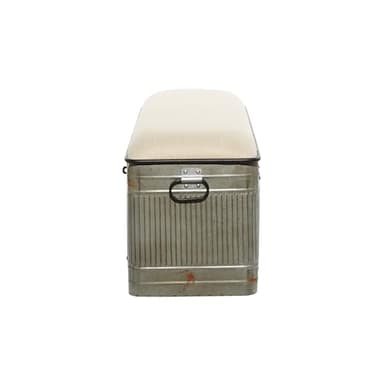 Deco 79 Metal Room Storage Bench Galvanized Entryway Bench with Cream Burlap Top, Bench 50" x 16" x 18", Gray - Image 17