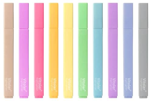 Vitoler Aesthetic Highlighters,10 Pcs Chisel Tip,Dry Fast Easy to Hold,Highlighter Set of Cute Office Desk Accessories, School Supplies - Image 1
