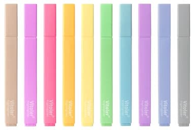 Vitoler Aesthetic Highlighters,10 Pcs Chisel Tip,Dry Fast Easy to Hold,Highlighter Set of Cute Office Desk Accessories, School Supplies - Image 1