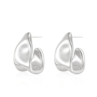Kyerlyn Chunky Silver Earrings for Women, 14K Silver Plated Geometric Dangle Drop Earrings Statement Irregular Chunky Stud Trendy Hypoallergenic Fashion Jewelry Gift - Image 1