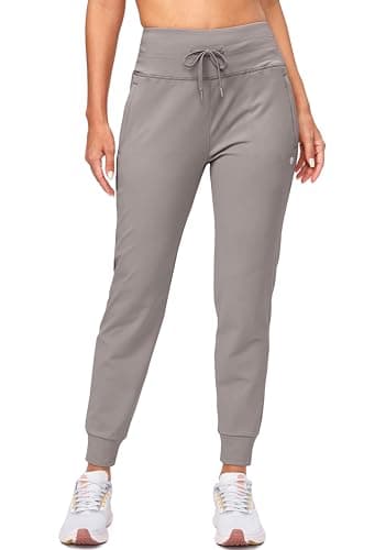 Women's Fleece Lined Joggers High Waisted Water Resistant Thermal Winter Sweatpants Running Hiking Pockets(Dusty Grey,M) - Image 2