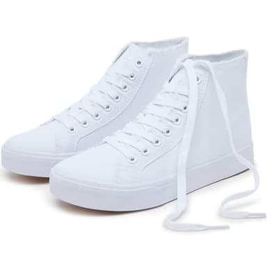 hash bubbie Unisex Canvas High top Sneakers Women's Classic Fashion High Tops Canvas Shoes Casual Tennis Shoes for Men（White.US9.5W/7.5M） - Image 1