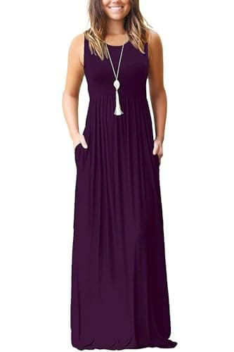 AUSELILY Women's Summer Sleeveless Loose Maxi Dress Casual Long Dresses with Pockets 2025 New (XL,Purple) - Image 1