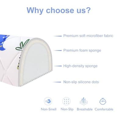 Ceekliybear 2-Pack Premium Foam Bed Bumpers for Toddler, Non-Slip Bed Rails for Toddlers for Twin, Queen, King Beds, Machine Washable Bumpers Cover for Easy Care（Size: 52" x 7" x 5"） - Image 3