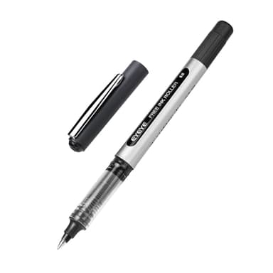 EYEYE 0.5mm Black Pens 12 Pack, Extra Fine Point Rollerball Pen Quick Dry, Liquid Ink Pens Fine Point Smooth Writing Pen for Journaling, Note Taking, Office, School Supplies - Image 3