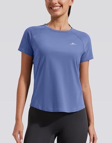 Pioneer Camp Women's Workout Tops Short Sleeve Athletic Shirts Moisture Wicking Quick Dry Mesh Back Yoga Tees for Running Gym Grayish Blue - Image 2