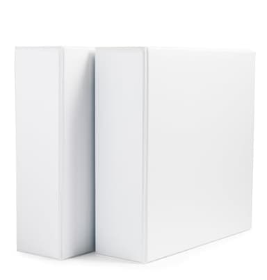 Amazon Basics 3 Ring Binders, 3 Inch, 2 Pack, D-Ring Organizer for School, Home Office, White - Image 1