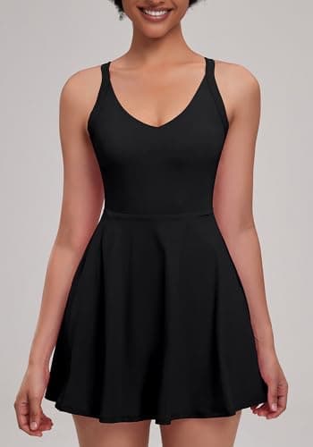 gofiep Womens Tennis Golf Dress with Open-Back Waistband Shorts Pockets Workout Athletic Dresses - Image 3