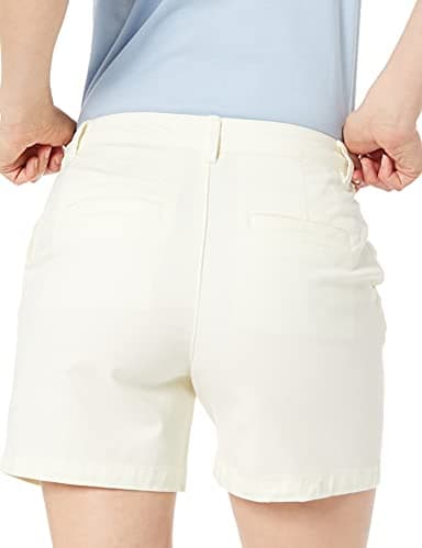 Amazon Essentials Women's Mid-Rise Slim-Fit 5 Inch Inseam Khaki Short (Available in Straight and Curvy Fits), Cream, 6 - Image 3
