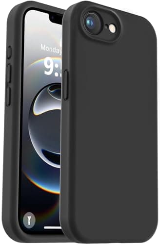 Vooii Compatible with iPhone 16e Case, Liquid Silicone Upgrade [Camera Protection] [Soft Anti-Scratch Microfiber Lining] Shockproof Phone Case for iPhone 16e 6.1 inch - Black - Image 1