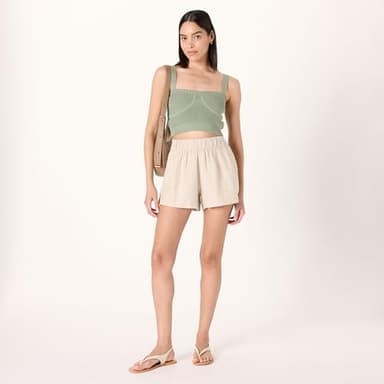 The Drop Women’s Essie Linen Pull On Mini Short, Natural Linen, XS - Image 4