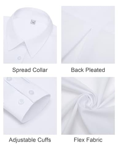 Gleeivy Button Down Shirts for Women Long Sleeve Dress Shirts Classic Fit Solid Cotton Women Dress Shirts Work Office White M - Image 5