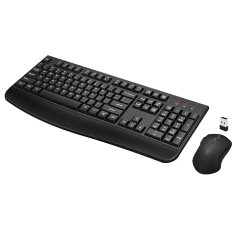 Wireless Keyboard and Mouse Combo, Full-Sized 2.4GHz Wireless Keyboard with Comfortable Palm Rest and Optical Wireless Mouse for Windows, Mac OS PC/Desktops/Computer/Laptops (Black) - Image 1