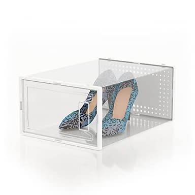12 Pack X Large Shoe Organizer Storage Boxes for Closet, Modular Space Saving Shoe Boxes Clear Plastic Stackable Sneaker Containers Display Case with Lids, Pearl White - Image 8