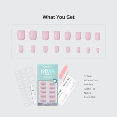 BTArtbox Press On Nails Square - Solid Pink Short Summer Press On Nails with Glue for Women, Opaque Soft Gel Glue On Nails in 16 Sizes - 32 Stick On Nails Kit, Yoga - Image 5
