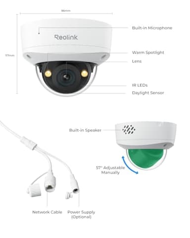REOLINK RLC-1240A First 12MP Vandalproof PoE Security Camera,145° Wide Viewing Angle, Featuring Color Night Vision, Two-Way Talk, Smart Person/Vehicle/Animal Detection, Weatherproof - Image 6
