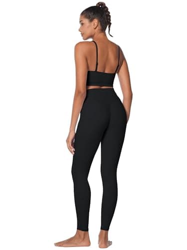 Sunzel Sunzfly High Waist Yoga Pants with Pockets, Workout Leggings for Women Tummy Control, No Front Seam Yoga Leggings 26" Black Medium - Image 5