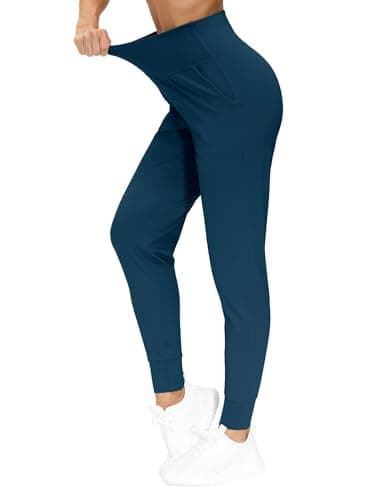 THE GYM PEOPLE Women's Joggers Pants Lightweight Athletic Leggings Tapered Lounge Pants for Workout, Yoga, Running Dark Blue Green - Image 3