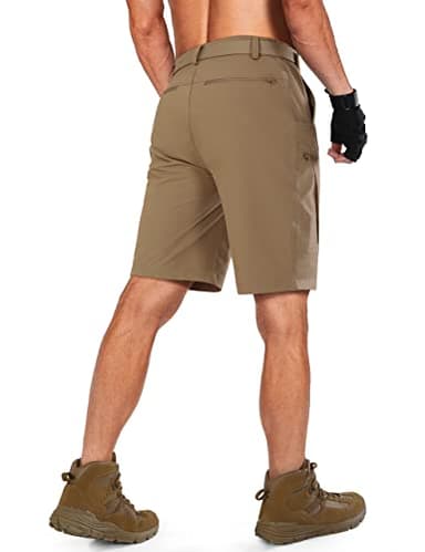 Shallowlulu Mens Big and Tall Cargo Hiking Shorts Water Resistant Quick Dry Lightweight Breathable Tactical Shorts(Dark Khaki 46W/10L) - Image 2