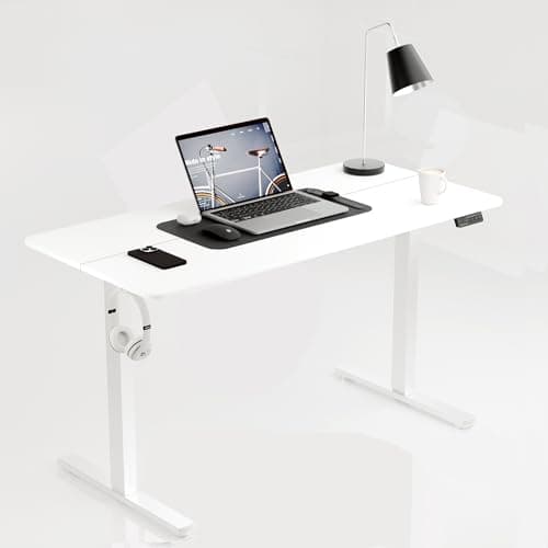 ERGOMAKER 43" Electric Standing Desk, Adjustable Height, Sit Stand Up Desk for Home Office & Computer Workstations, Memory Controller, White - Image 1