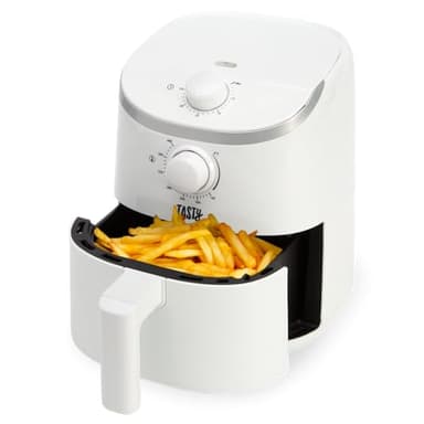 Tasty Personal Air Fryer, Healthier Meals in Minutes, Adjustable Temp Control up to 400°F, Easy-to-Use Design, Nonstick Basket and Tray Made without PFAS, PFOA, PFOS & PTFE, 900 Watts, 2-Quart, White - Image 1