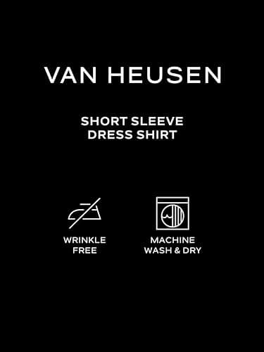 Van Heusen Men's Short Sleeve Dress Shirt Regular Fit Poplin Solid, White, 18" Neck - Image 4