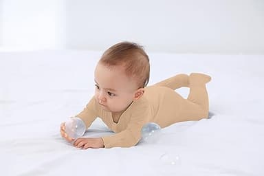 GUISBY Baby Footed Pajamas with Mitten Cuffs, Cozy rayon made from bamboo Dual Zipper Sleeper Pjs 0-3 Months - Image 5