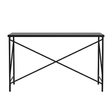 Martha Stewart Maddox Home Office Parsons Desk in Black Wood Grain with Oil Rubbed Bronze Metal X-Frame - Image 9