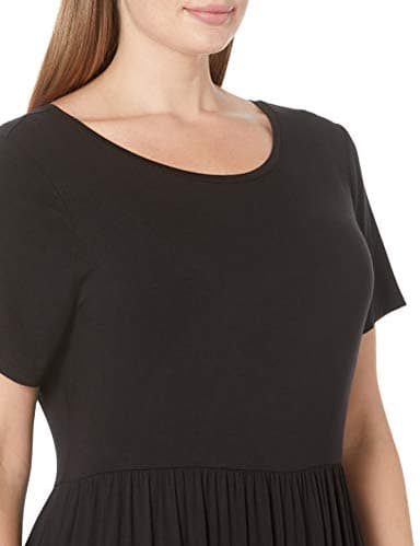 Amazon Essentials Women's Short-Sleeve Waisted Maxi Dress (Available in Plus Size), Black, Small - Image 3