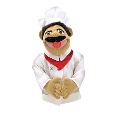 Melissa & Doug Chef Puppet (Al Dente) with Detachable Wooden Rod Pretend Play Chef Puppet Pepe - Image 4