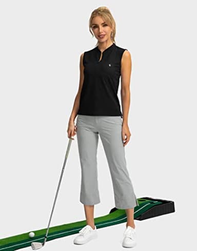 SANTINY Women's Sleeveless Golf Shirt Zip Up Tennis Lightweight Quick Dry Tank Tops Polo Shirts for Women(Black_S) - Image 4