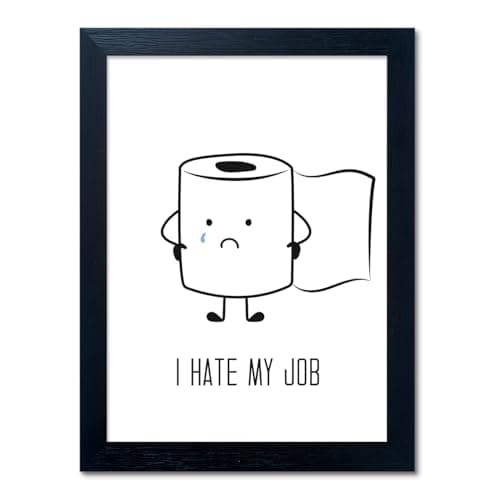 Black and White Bathroom Decor Wall Art, Funny Bathroom Wall Art, Black Framed Toilet Paper Art, Toiletpaper Roll Bathtoom Sign, Humorous Toilet Canvas Print Artwork, Minimalist Toilet WC Artwork - Image 1