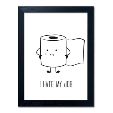 Black and White Bathroom Decor Wall Art, Funny Bathroom Wall Art, Black Framed Toilet Paper Art, Toiletpaper Roll Bathtoom Sign, Humorous Toilet Canvas Print Artwork, Minimalist Toilet WC Artwork - Image 1