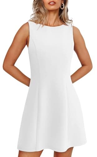 WIHOLL Women's A-Line Sleeveless Boat Neck Mini Dress Spring Summer Sexy Elegant Formal Cocktail Dresses Date Night Going Out Evening Dinner Little Short White Graduation Dresses 2025 S - Image 3
