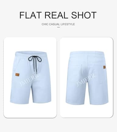 JMIERR Mens Casual Shorts - Cotton Drawstring Summer Beach Stretch Waist Twill Chino Dress Golf Travel Essentials Shorts with Pockets, L, Mist Blue - Image 4