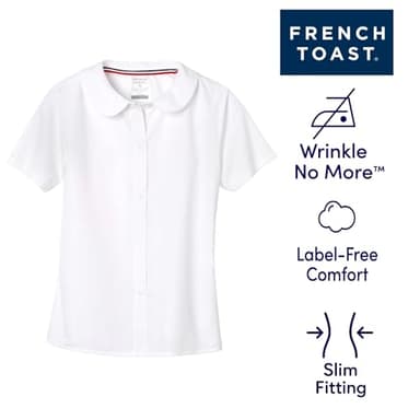French Toast womens Short Sleeve Peter Pan Collar (Standard & Plus) Blouse, White, 12 US - Image 3