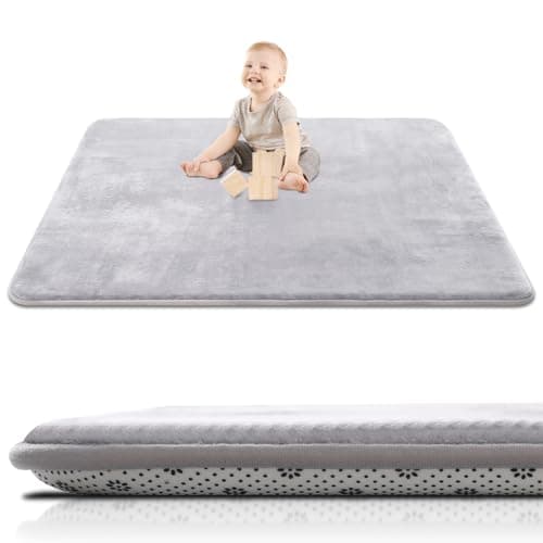 SEPARO Thick Baby Play Mat for Floor,50 x 50 Playpen Mat,Tummy Time Foam Mat,Ultra Soft Support & Plush Feel,Easy Care with Non-Slip Cushioned for Infant,Kids and Toddler Crawling,Grey - Image 1