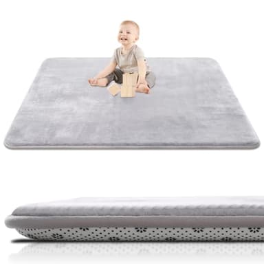 SEPARO Thick Baby Play Mat for Floor,50 x 50 Playpen Mat,Tummy Time Foam Mat,Ultra Soft Support & Plush Feel,Easy Care with Non-Slip Cushioned for Infant,Kids and Toddler Crawling,Grey - Image 1