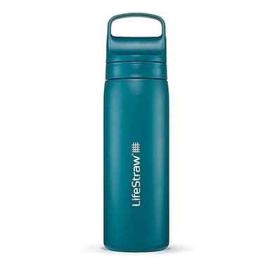 LifeStraw Go Series – Insulated Stainless Steel Water Filter Bottle for Travel and Everyday Use, Removes Bacteria, Parasites and Microplastics, Improves Taste, 18oz Laguna Teal - Image 1