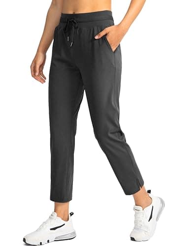 Soothfeel Women's Pants with 4 Pockets 7/8 Stretch High Waisted Sweatpants Travel Athletic Work Golf Pants for Women (Charcoal, XL) - Image 1