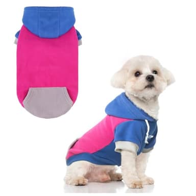 BEAUTYZOO Fleece Dog Hoodie Sweatershirt with Pocket and Leash Hole, Stretchy Small Medium Large Sized Dogs Clothes for Fall Winter Cold Days, Color Designer Warm Dog Jackets,French Bulldog Coats - Image 1