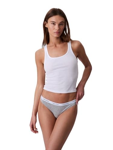 Calvin Klein Women's 3 Pack Carousel Thong Panty, Black/White/Grey Heather, Medium - Image 2