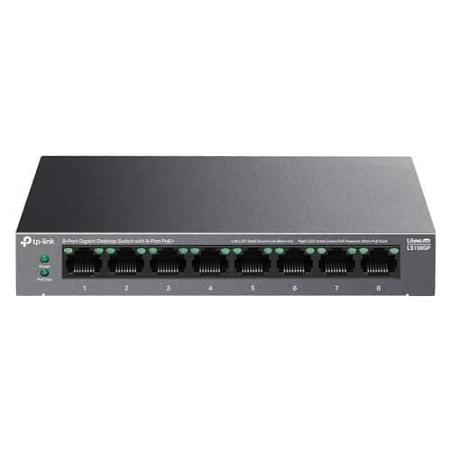TP-Link LS108GP | 8 Port PoE Gigabit Ethernet Switch | 8 PoE+ Port @ 62W | Plug & Play | Extend Mode | PoE Auto Recovery | Desktop/Wall Mount | Silent Operation - Image 1